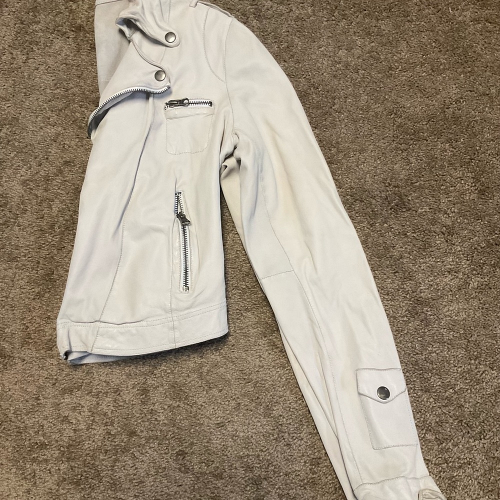 Jakett NYC Josey leather moto jacket in ecru - Picture 10 of 10